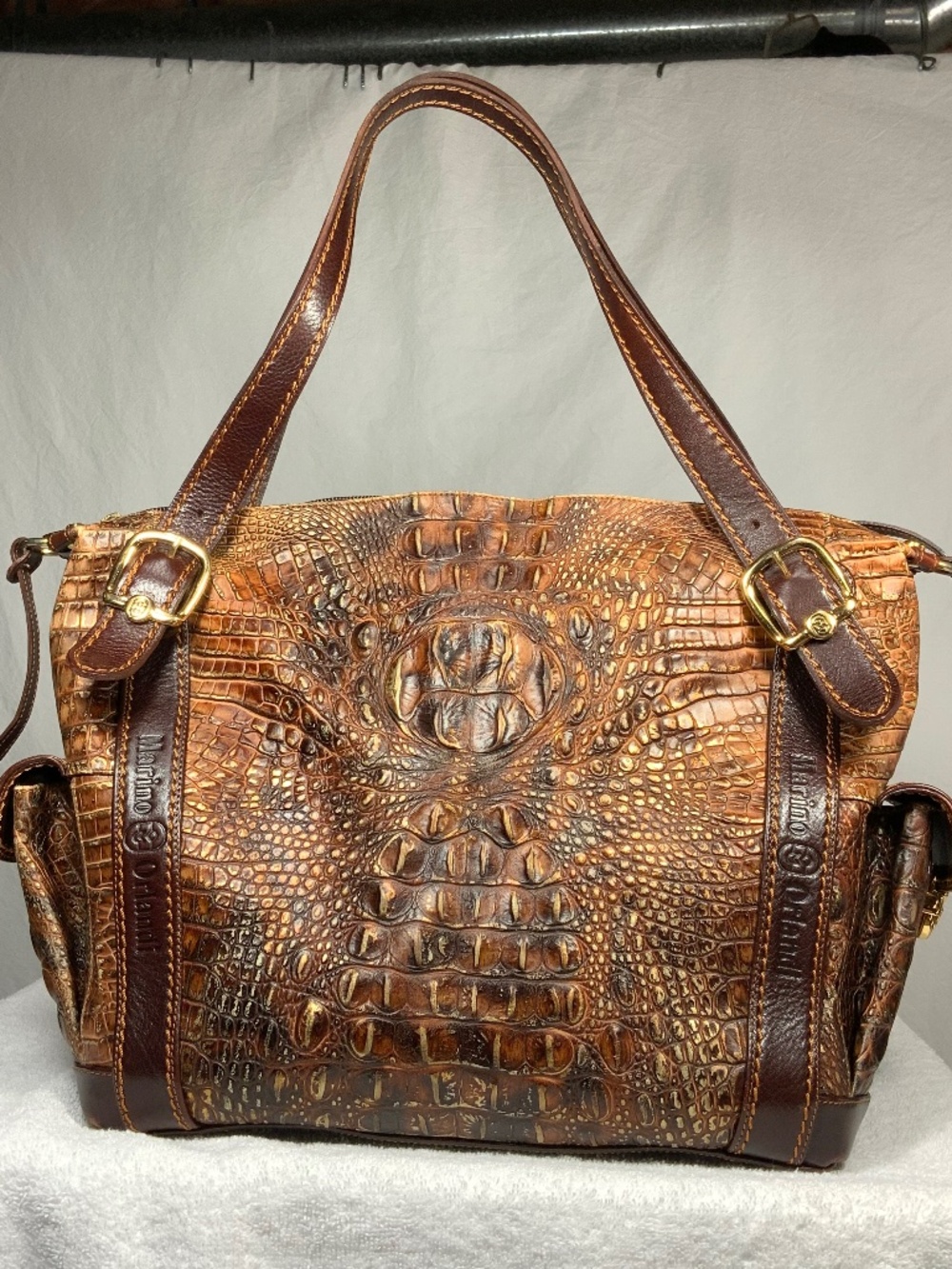 Marino Orlandi Large Croc Embossed Leather Purse